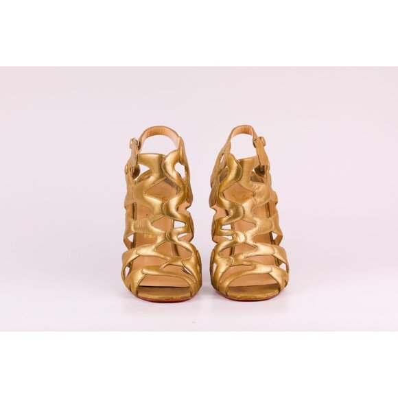 Christian Louboutin Heels Gold Gladiator Strappy - Picture 3 of 6